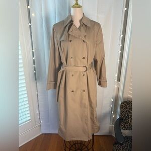 London Fog Women’s Size 14R Beige Trench Coat with Removable Wool Blend Liner